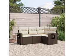 Conjunto de sofás de jardín de 4 piezas DKD Home Decor con cojines de mimbre marrón