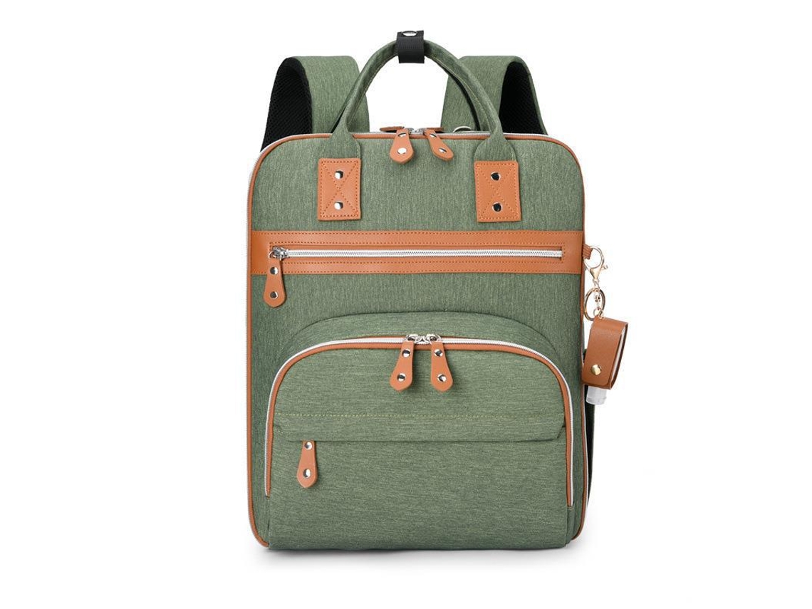Bolso Portátil para Mamá y Bebé con Carga USB y Cochecito Colgante Verde SIURN