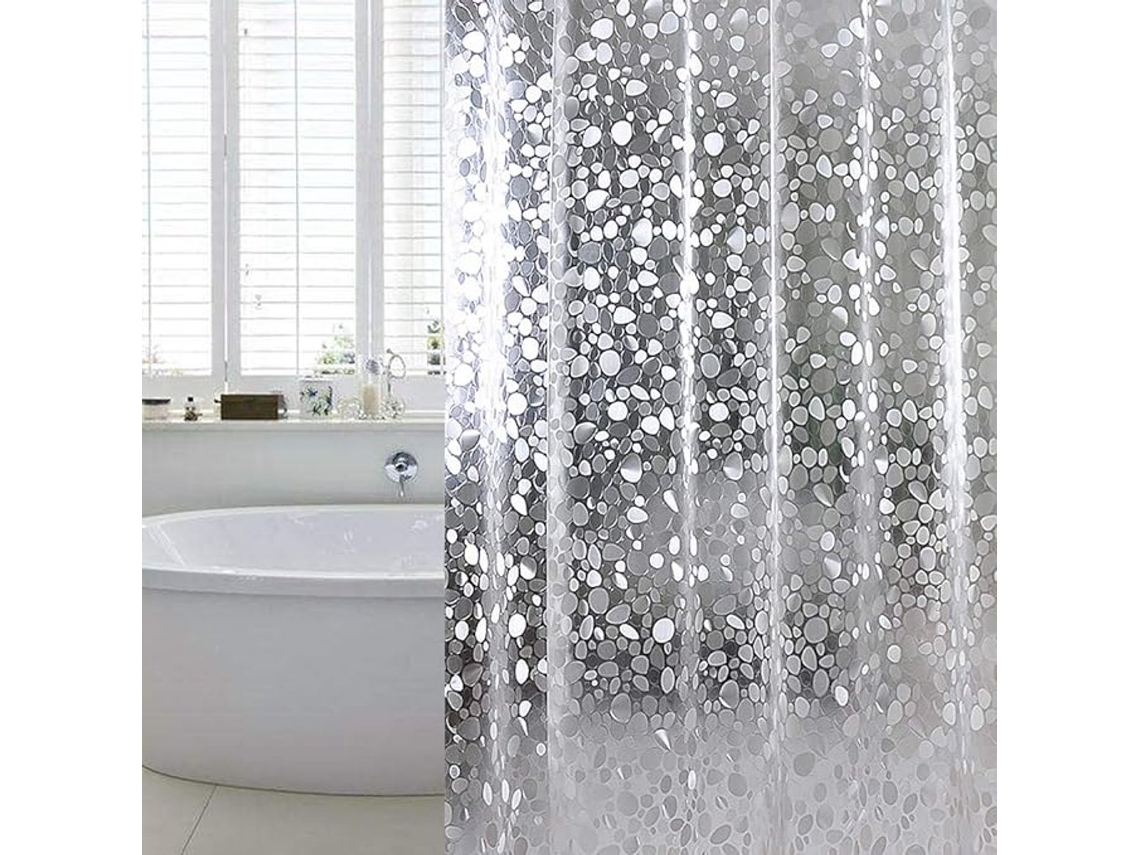Cortina de ducha impermeable 180x180 cm Material PEVA Impresión de diamantes de imitación transparente MDUG