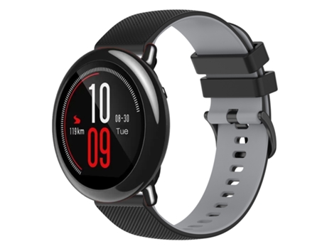 Correa smartwatch para Amazfit Pace 22mm silicona a cuadros bicolor (negro + gris)