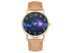 Reloj De Pulsera Unisex Con Correa De Cuero Pu Patrón Nebulosa Beige Zhoulianfa