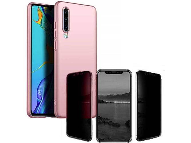 Kit Carcasa y Protector Privacy Huawei P30 SlimShield Rosa