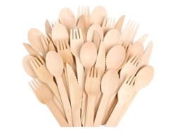 Set De Cubiertos De Madera 60 Piezas - Ecológico, Biodegradable Y Sin Plástico - Desechable De Abedul 20 Tenedores, Cucharas Y Cuchillos