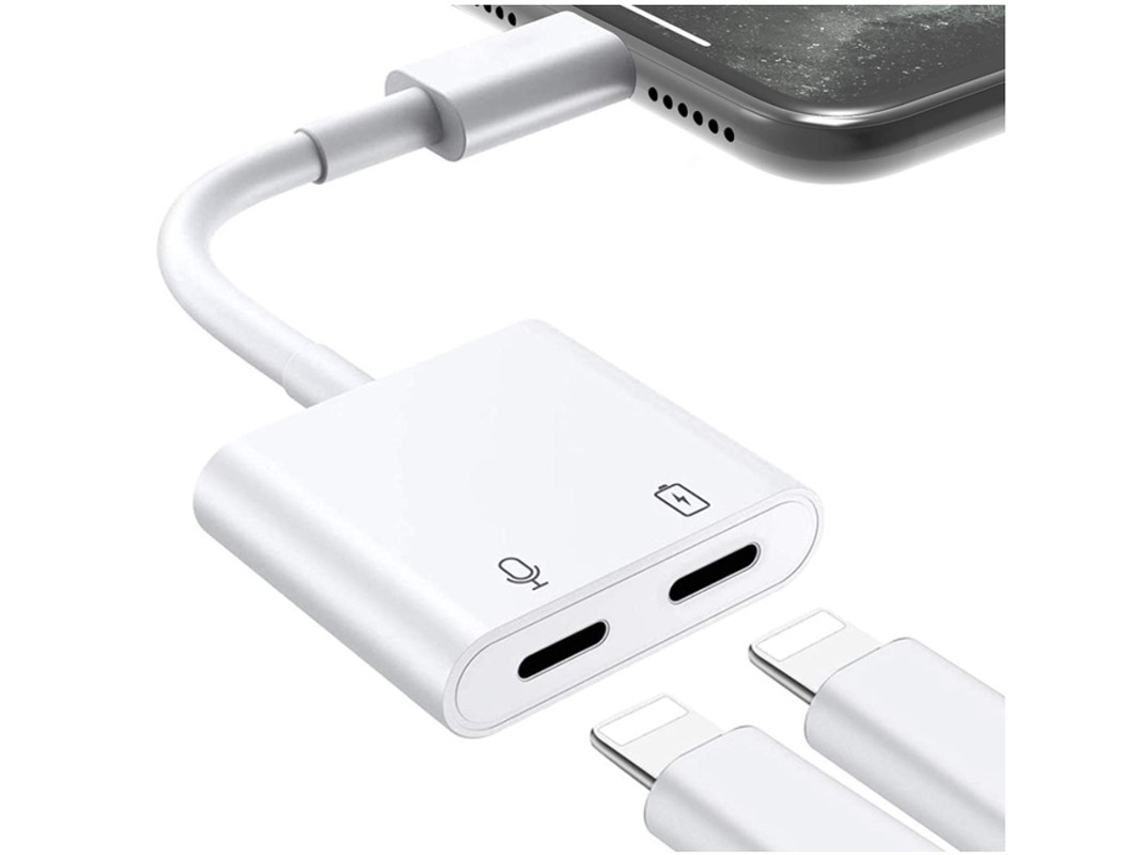 Adaptador de auriculares 4 en 1 para iPhone 12, cable auxiliar, divisor de conexión, carga, compatible con iPhone X, 12, etc., blanco Bestvite