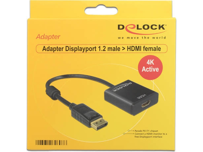 Cable HDMI DELOCK (DisplayPort - HDMI - Negro)