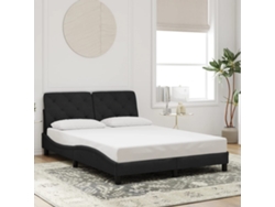 Estructura De Cama Sin Colchón Terciopelo Negro 140x190 Cm