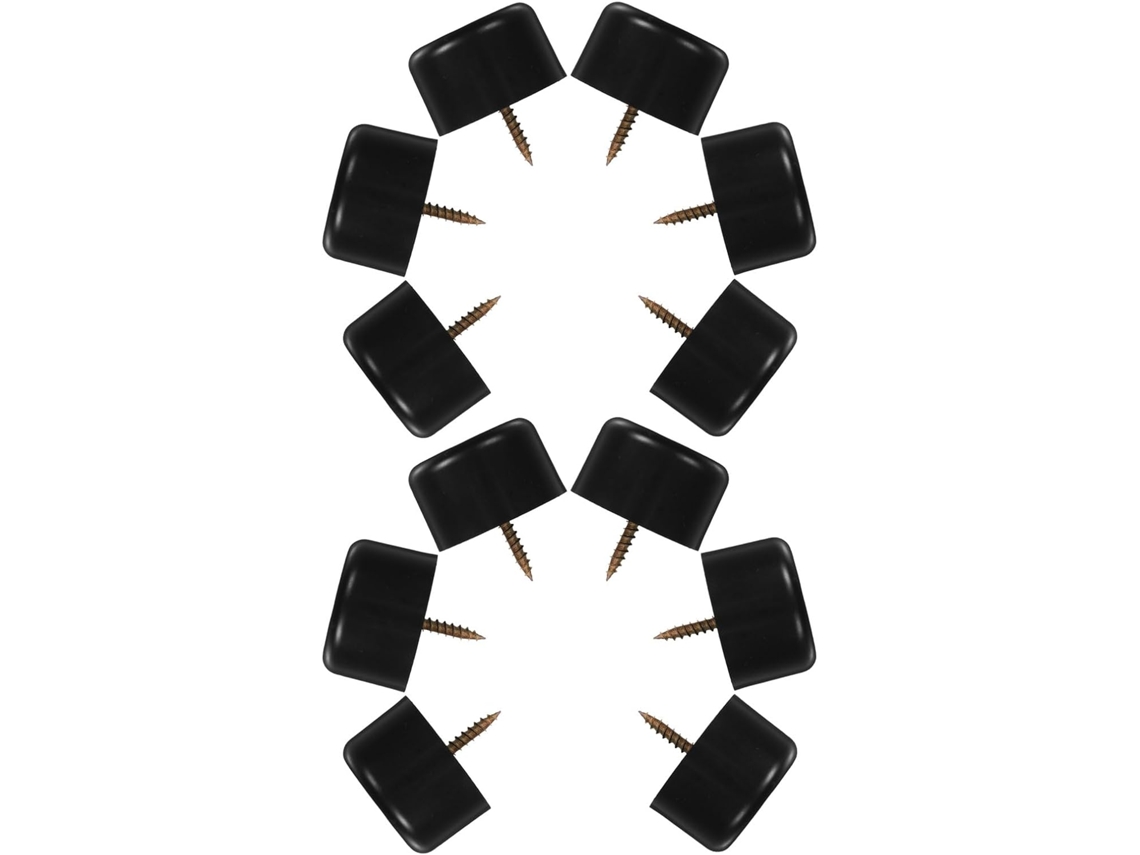 Juego 12 Patas Muebles Plástico Negro, Redondas 40x25 Mm,