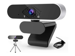 Cámara web 1080p con micrófono, USB FHD, ojo de pez, gran angular, para computadora, portátil, escritorio, Plug and Play, Yizhood (negro)