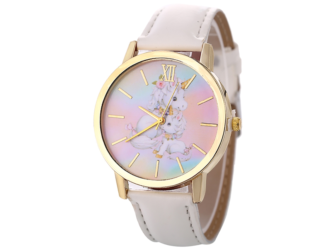 Elegante Reloj De Pulsera Analógico Redondo De Cuarzo De Aleación De Aluminio Blanco Para Mujer