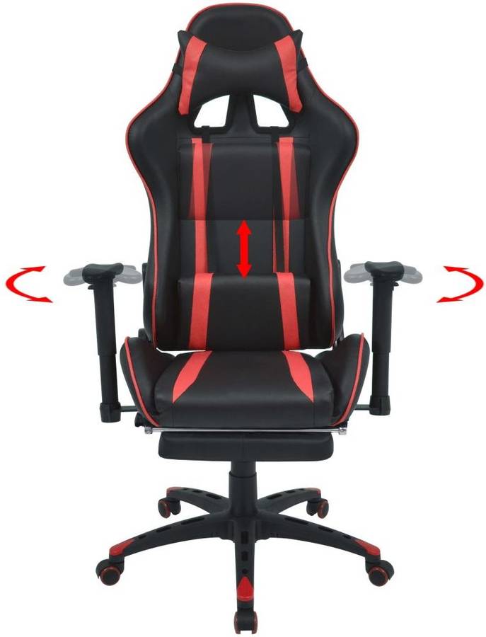 Silla De Escritorio vidaxl racing con roja reclinable gaming estilo corrida apoyo pies