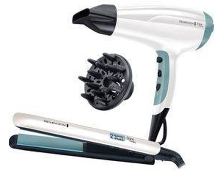 Secador + Plancha Pelo REMINGTON Shine Therapy S8500GP (Cerámica - 150-230°C)