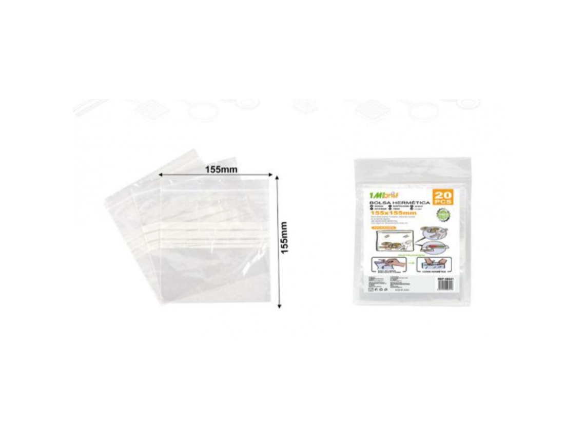 20 bolsas herméticas reutilizables para conservación de alimentos, 155 x 155 mm, bolsas de plástico, organizador de cocina