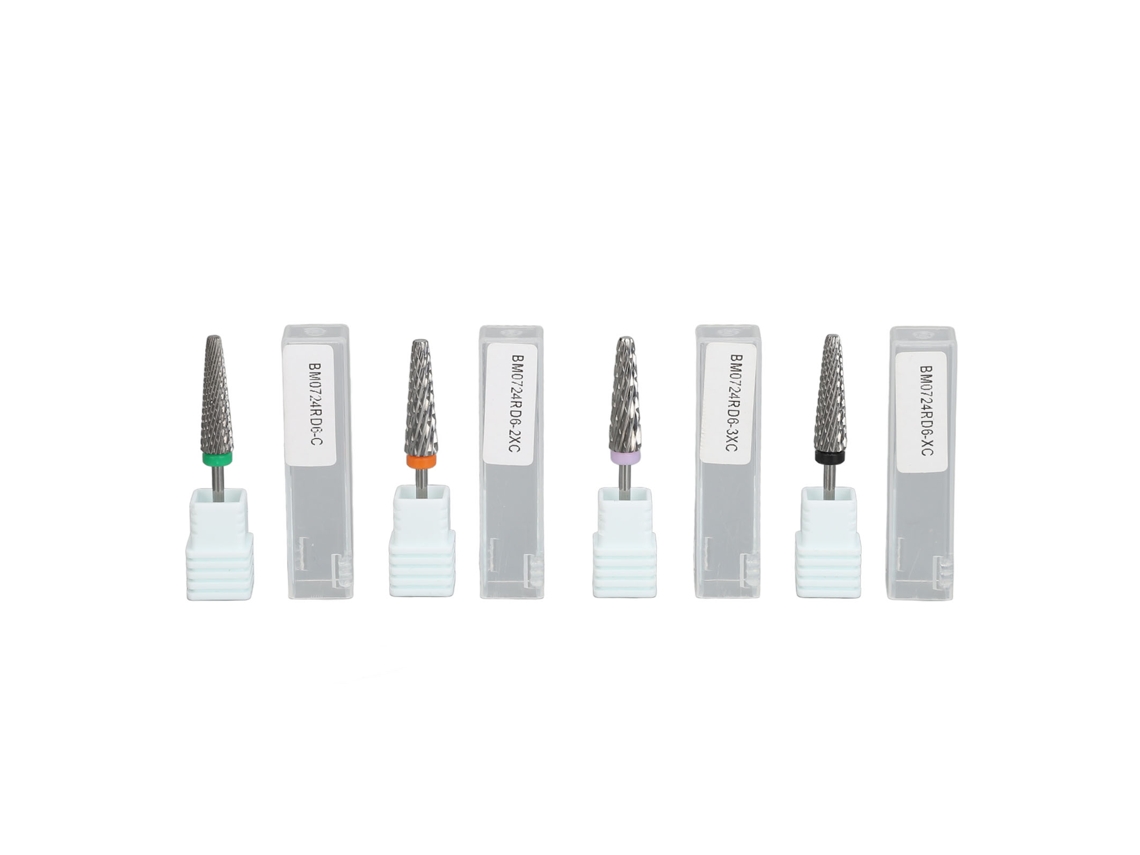 Rebe - Juego de 4 brocas de carburo de tungsteno para uñas con acabado pulido fino para manicura y pedicura.