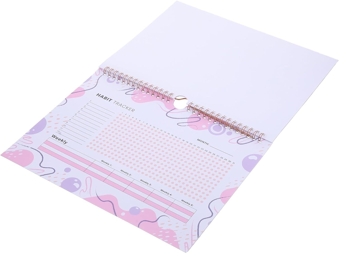 Planificador mensual sin fechas para seguimiento de hábitos, calendario en espiral para monitorización de hábitos de Gokoco.