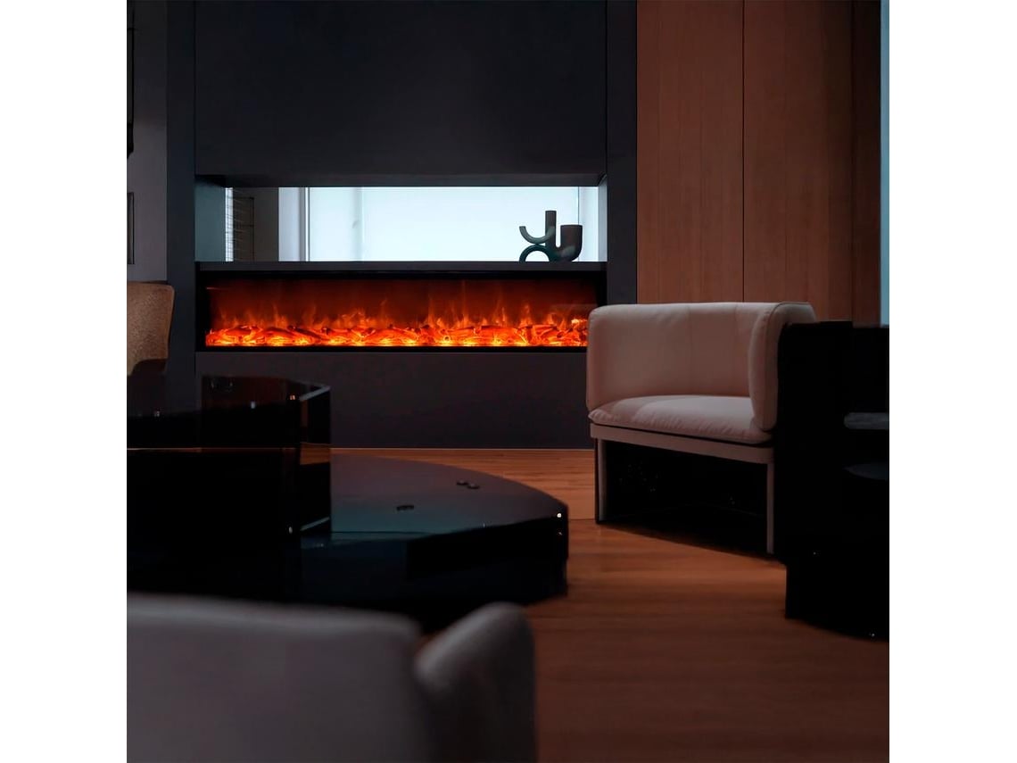 Sined CAMINETTO AMIATA Chimenea eléctrica empotrada y de pie de 180 cm con 1500W de potencia ,Negra
