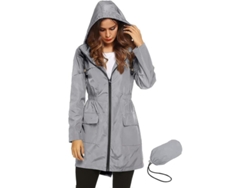 Chaqueta impermeable ligera Rebe para mujer con capucha para actividades al aire libre, talla S, gris.