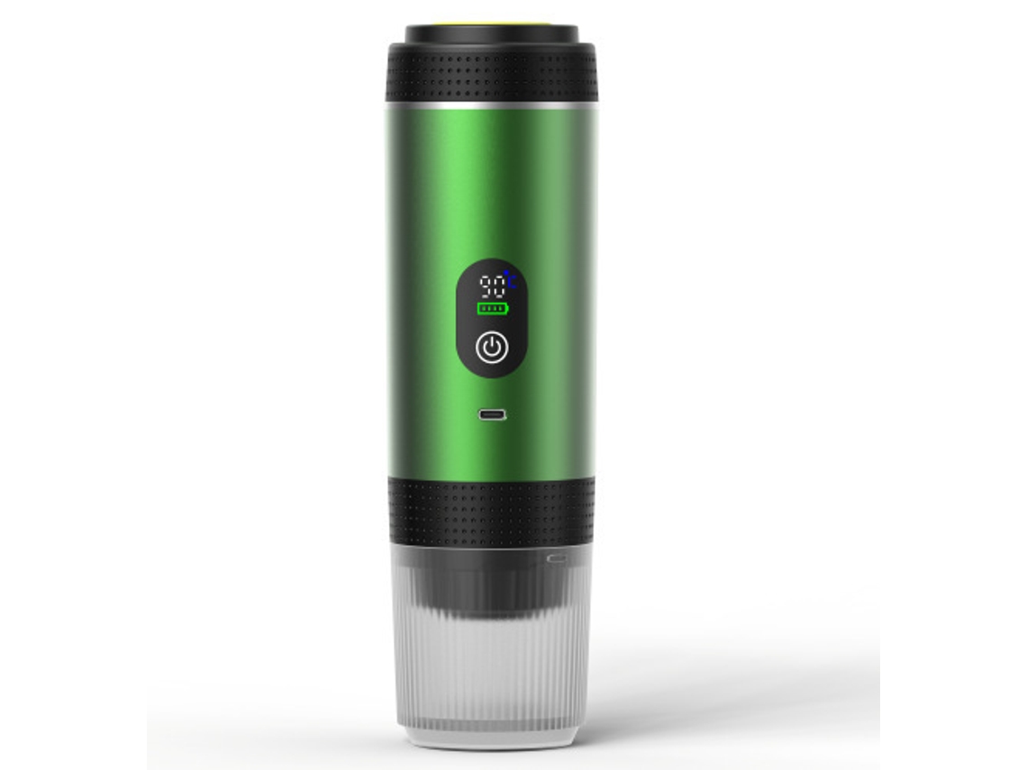 Cafetera portátil 3 en 1 GERTIZ con pantalla digital para café molido y cápsulas (verde)