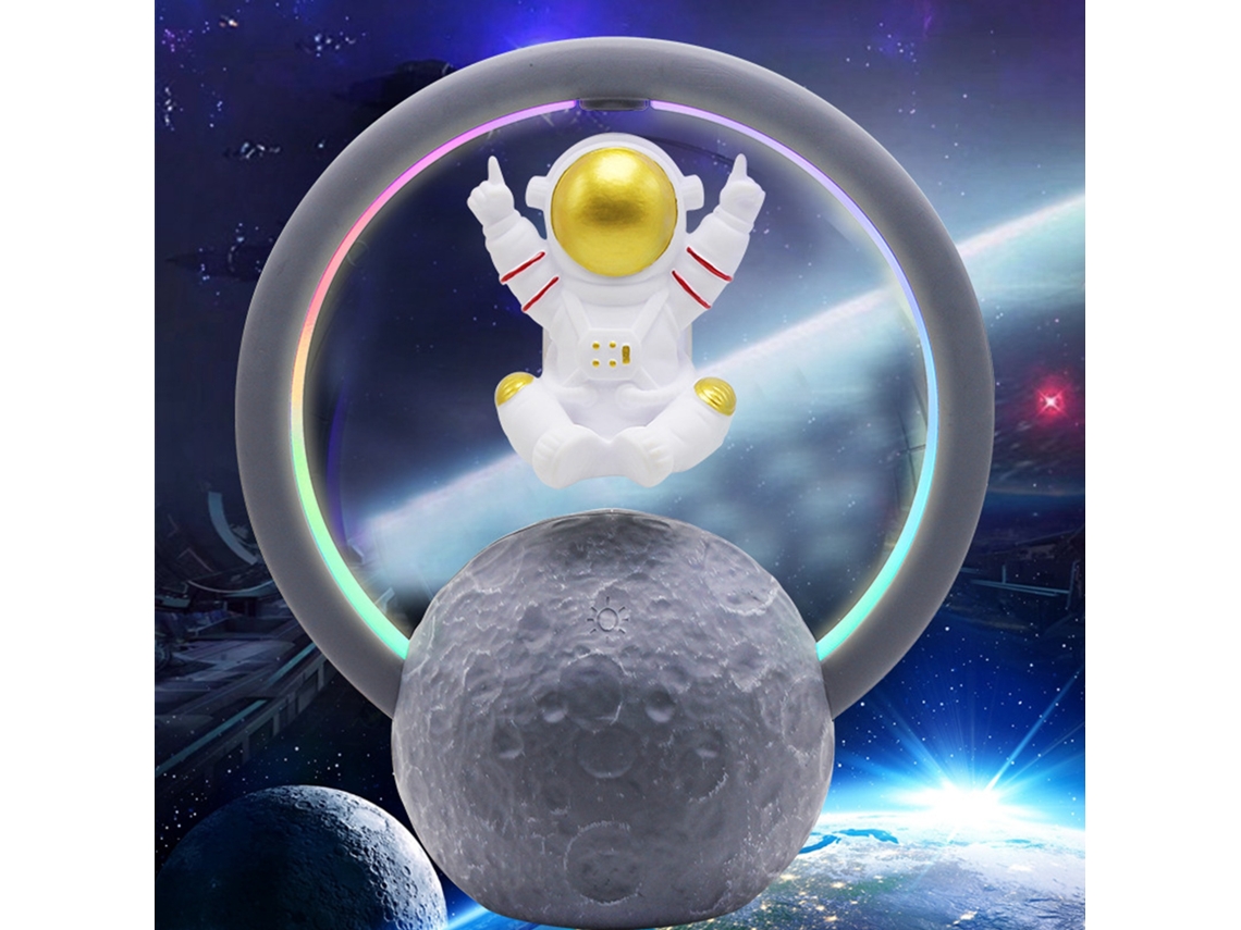 Altifalante Bluetooth Astronauta Com Levitação Magnética Luz Rgb Ajuste Por Toque 360° Som Surround Ouro 598a