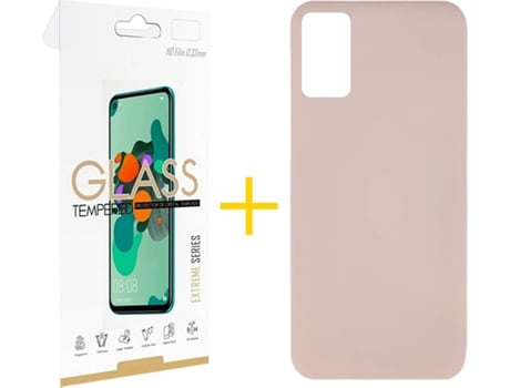 Funda y Protector de Vidrio 1x Samsung Galaxy A41 SKYHE Silicona Líquida Rosa Crema