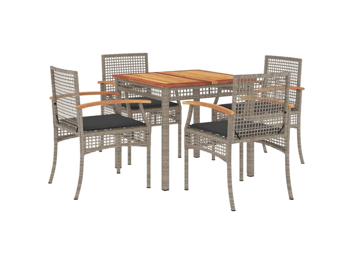 Maison Exclusive - Set Comedor De Jardín 5 Piezas Con Cojines Ratán Sintético Gris