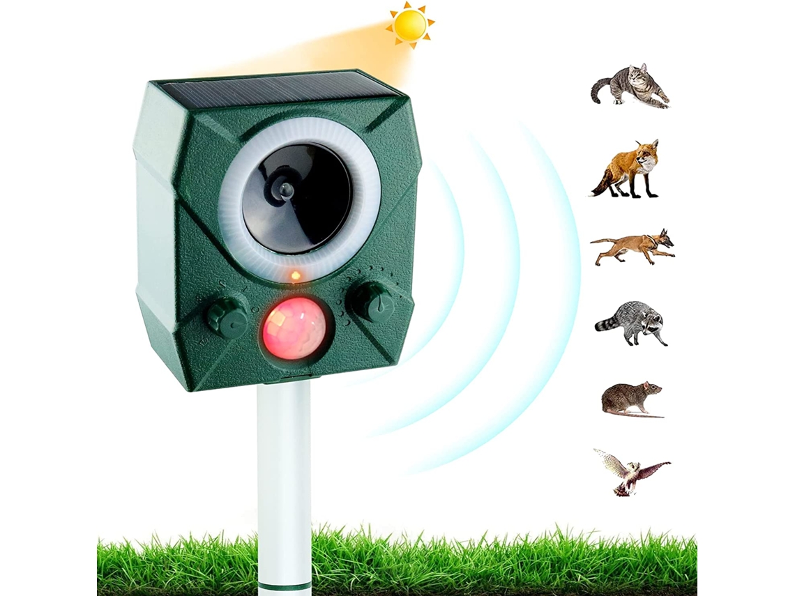 Repelente Ultrassônico Para Cães E Gatos, À Prova Dágua, Com Carregamento Solar Para Áreas Externas