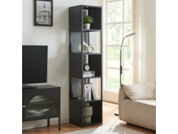 Estantería de pie Finspång con 5 compartimentos 185x38x38 cm - Negro [EN.CASA]