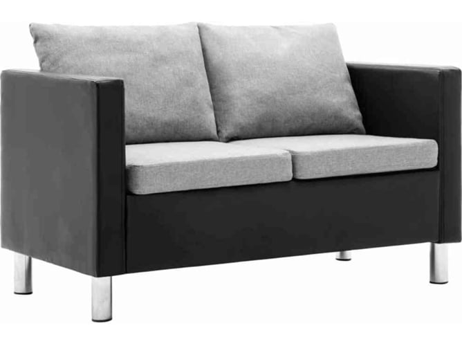 Sofá De 2 plazas vidaxl cuero negro y gris claro en artificial asiento
