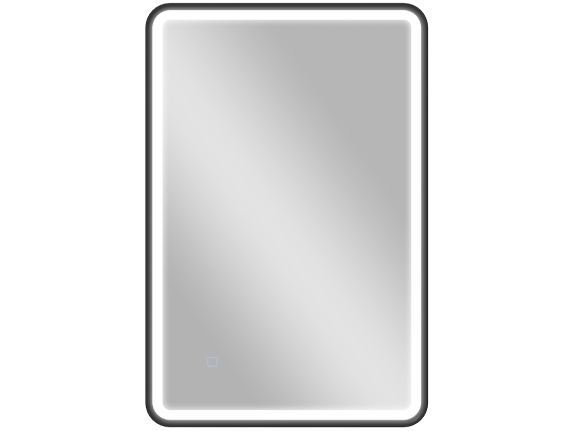 Espejo de baño LED de 90 x 60 cm, con 3 colores de luz, intensidad ajustable, función de memoria, ajuste horizontal y vertical, color negro.