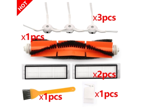 3 cepillos laterales de 3 brazos, 2 filtros Hepa lavables, 1 cepillo principal para Xiaomi/Roborock S50 S51 S55, piezas de Robot aspirador