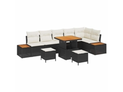 Maison Exclusive - Conjunto de sofás de jardín de ratán sintético negro de 9 piezas