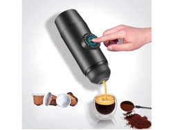 Cafetera portátil 2 en 1 Yizhood con bomba eléctrica y extracto concentrado en cápsula. Posible uso dual.