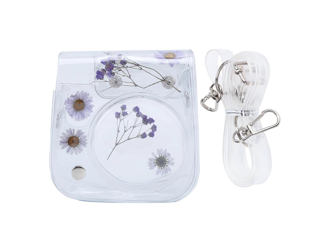 Estuche transparente para cámara, bolsa de almacenamiento de PVC con correa de hombro ajustable para Instax Mini 11, protección morada Saisiyiky