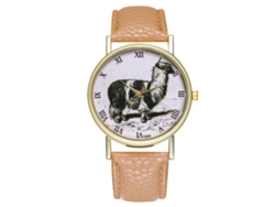 Reloj De Pulsera De Cuarzo Unisex Zhoulianfa Con Correa De Cuero Pu Patrón Animal Beige