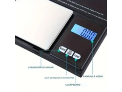 (500 g, 0,01 g) Minibalanza electrónica portátil, con rango y precisión seleccionables.