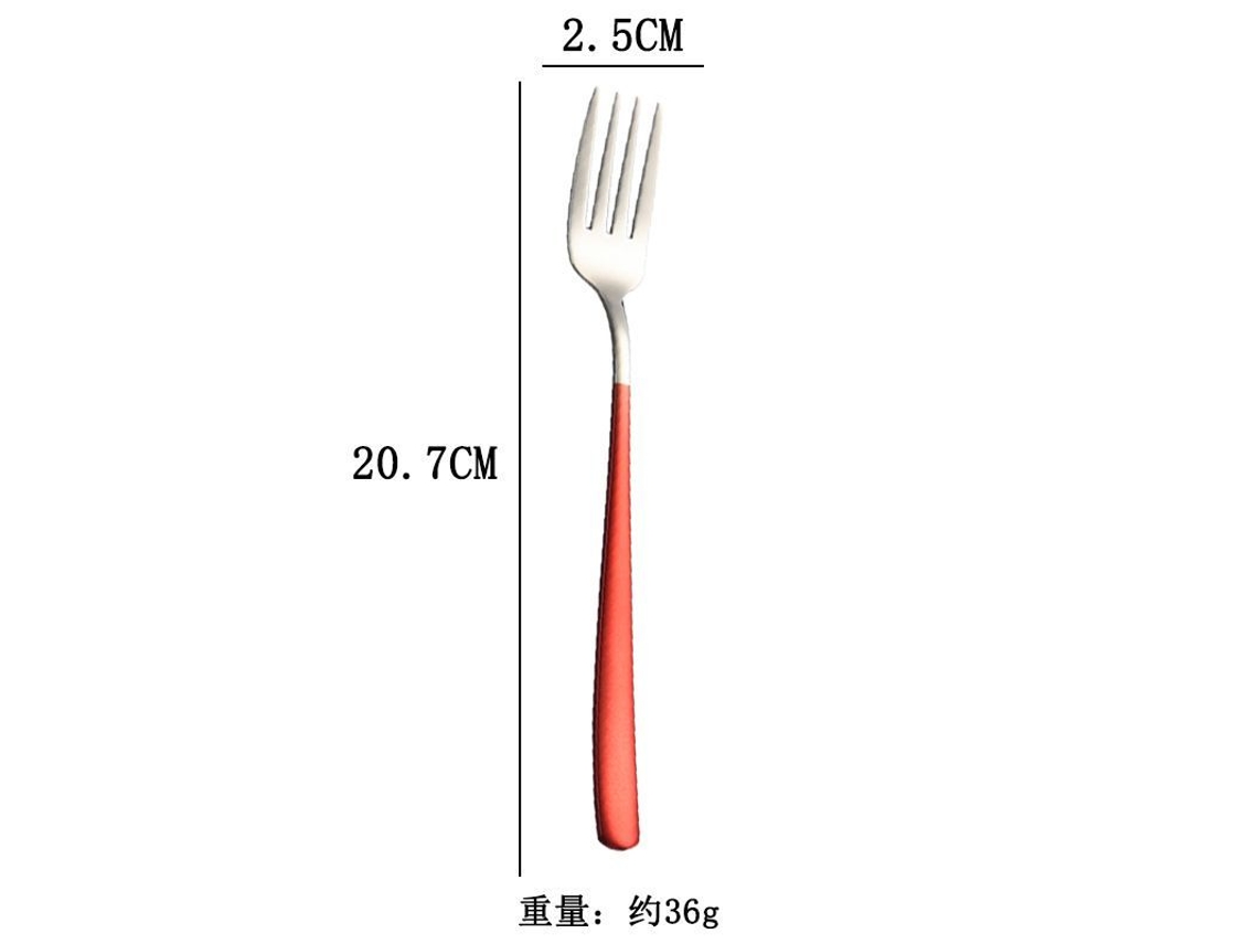 2026da-tenedores De Acero Inoxidable 6 Piezas De Mango Largo Para Ensalada Carne Fruta Vajilla Occidental Creativa Plateada Roja