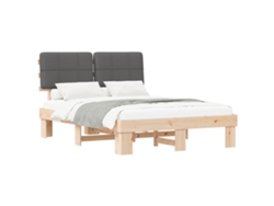 Cama De Matrimonio | Cama Para Adultos | Estructura De Cama Con Cabecera Tapizada Gris Oscuro