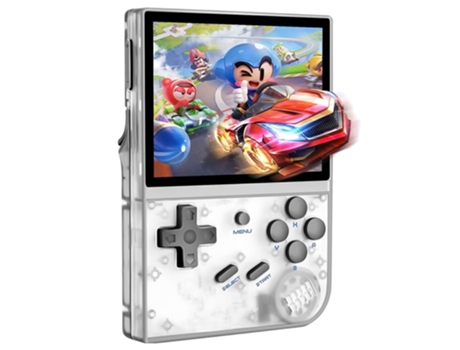 Consola de Juegos Portátil ANBERNIC RG35XX 3.5 Pulgadas IPS Pantalla Completa Linux 64GB Tarjeta SD 5000 Juegos Blanco Transparente
