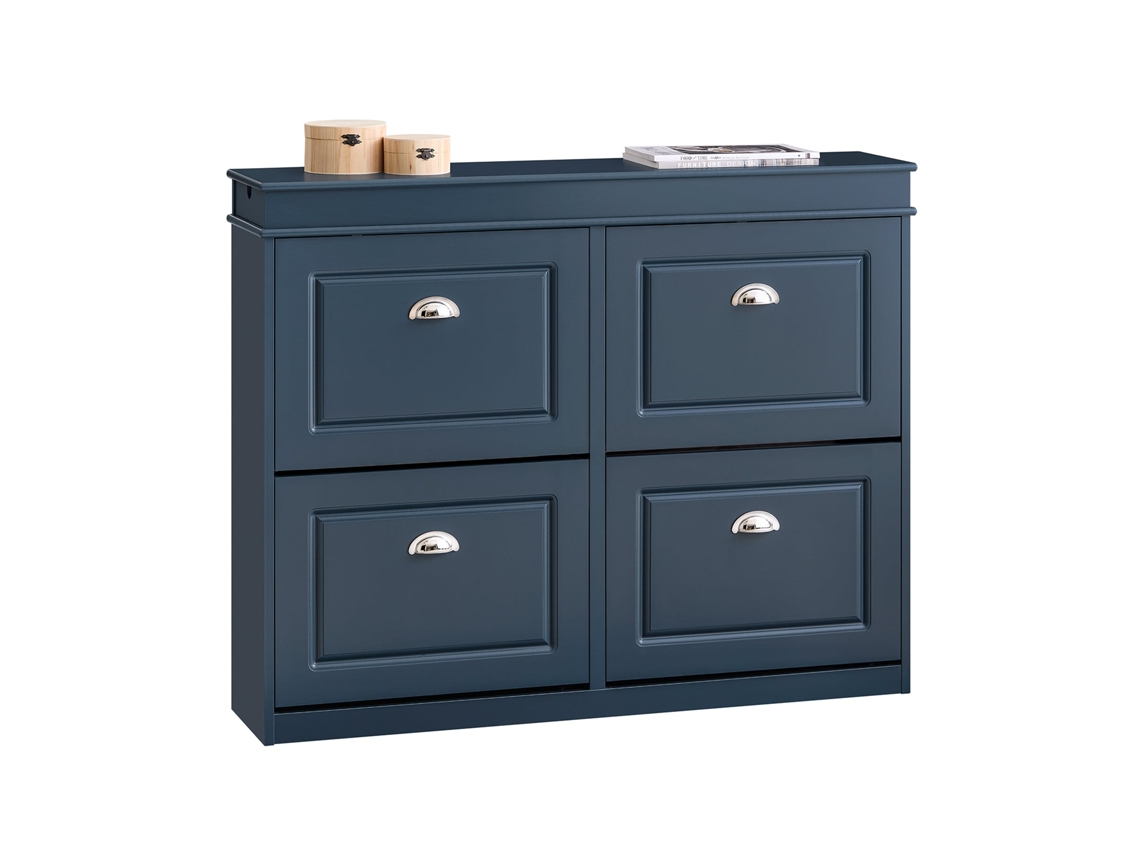 Sobuy Fsr79-b Zapatero Con 4 Solapas Con 1 Cajon Azul 104 X 24 X 83 Cm