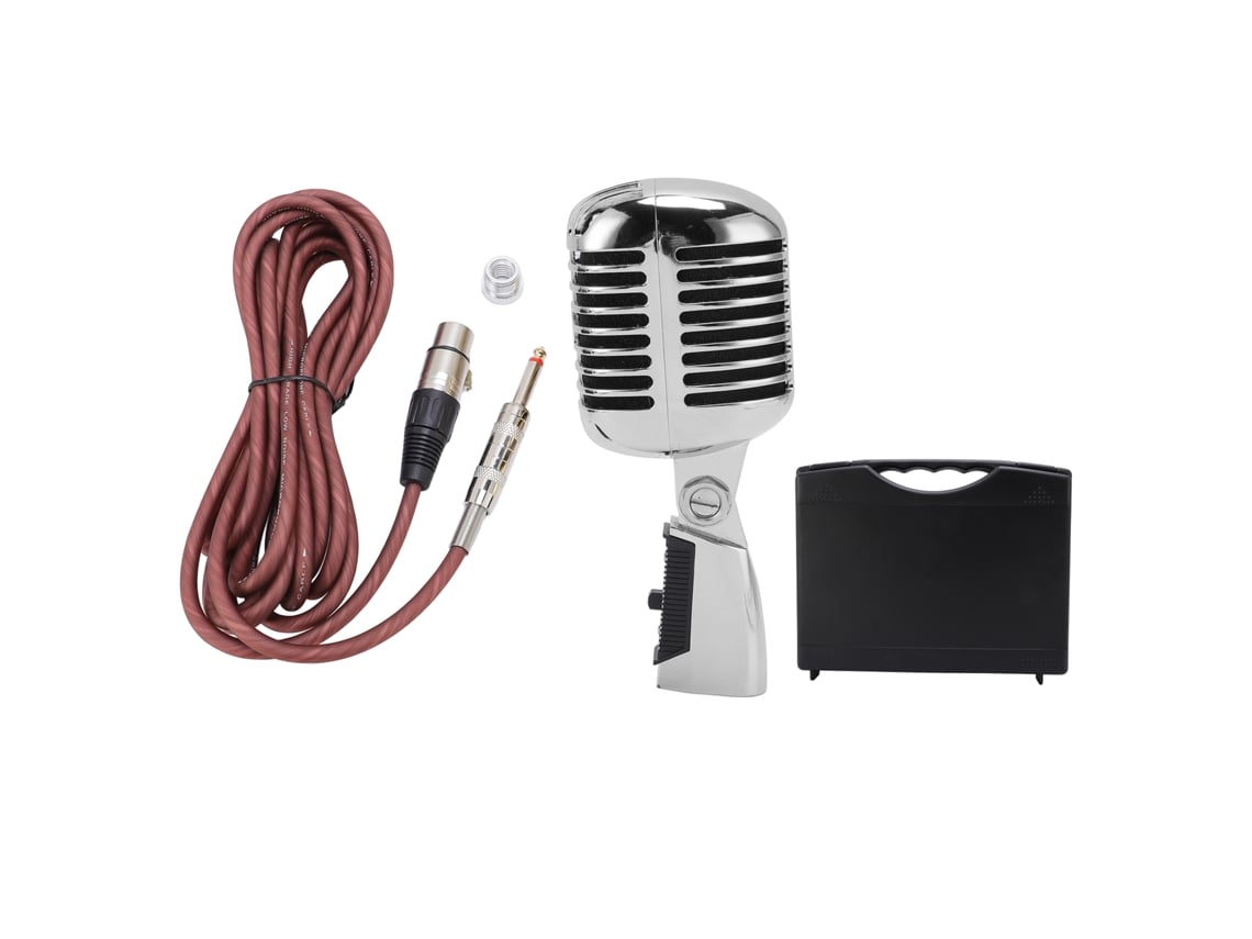 Microfone Dinâmico Retro Com Padrão Cardioide Ângulo Ajustável Para Palco Ktv Prata