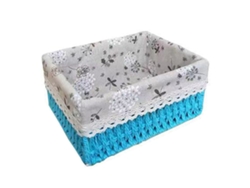 Cesta de almacenamiento tejida a mano, estilo rural, para escritorio, para organizar estantes, dormitorio, baño, tamaño mediano.