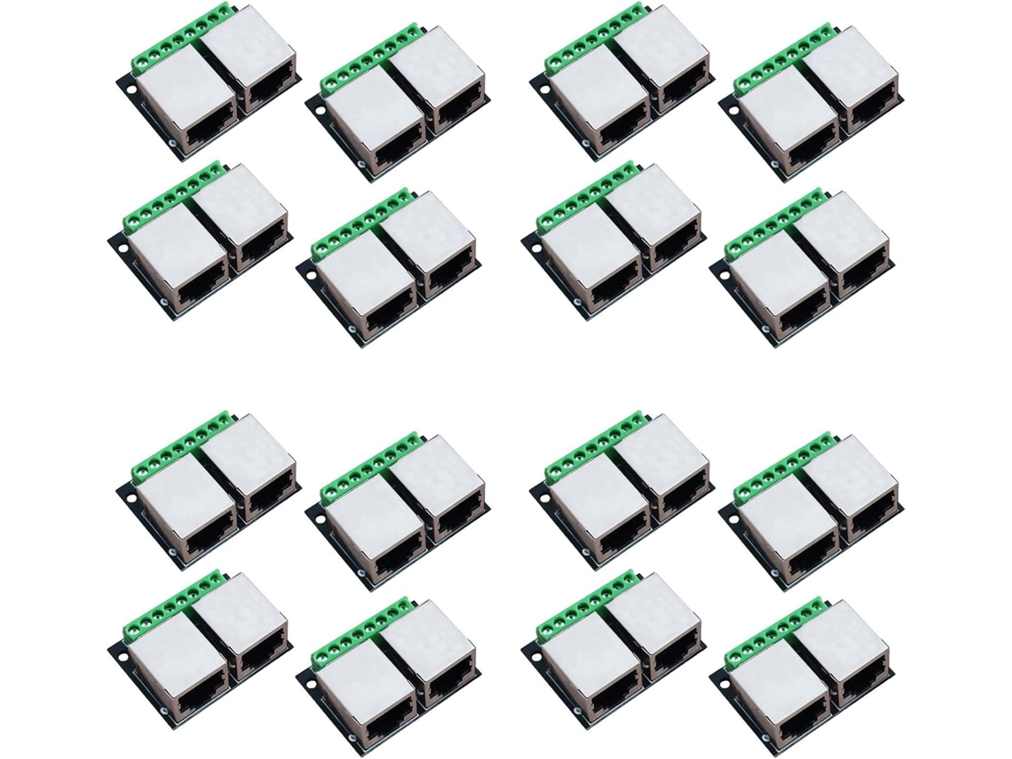 Placa De Distribución Ethernet Rj45 De Doble Terminal De 16 Piezas Con Conector Roscado