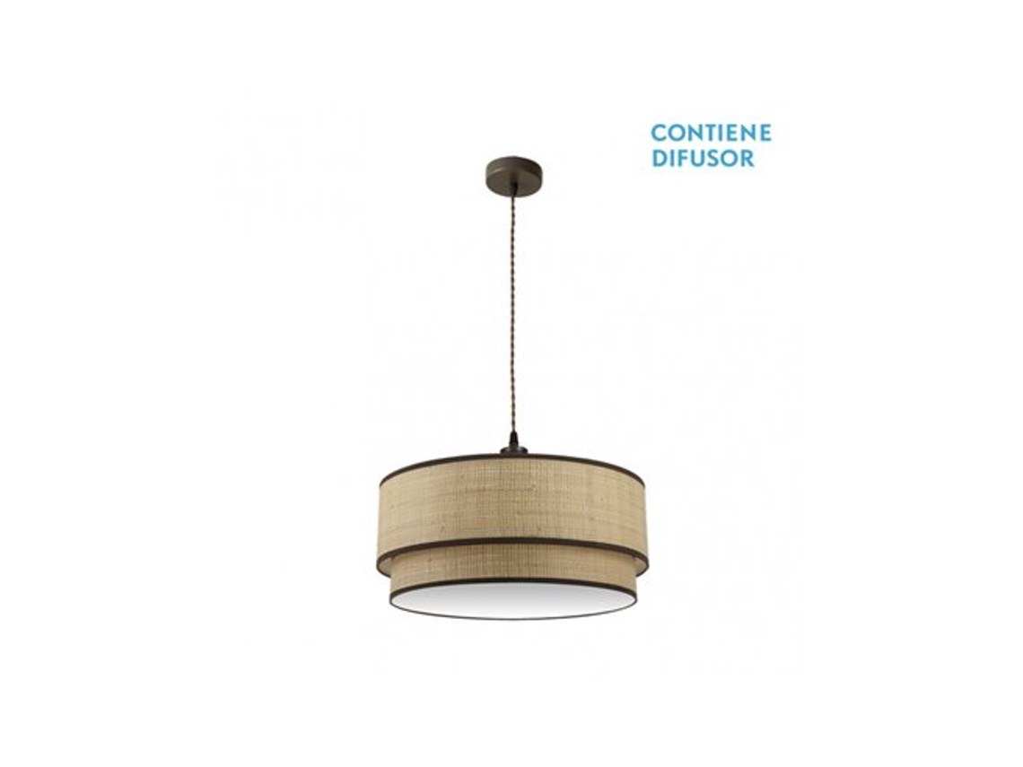 Lámpara colgante Roque 3xe27 Natural/marrón Regx60x60 Cm Fabrilamp