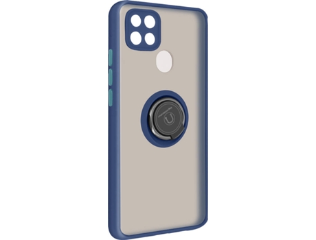 Carcasa y Soporte Oppo A15 AVIZAR Función de soporte de Anillo de Metal Azul