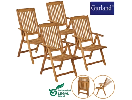 Conjunto de 4 sillas de jardín Bari madera de teca