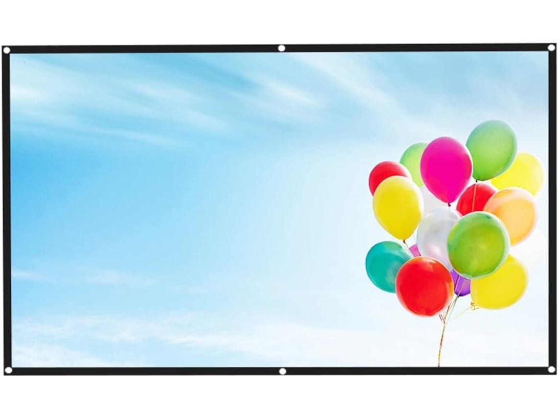 Pantalla de proyección HD de 72 pulgadas con formato 16:9 para uso doméstico y exterior.