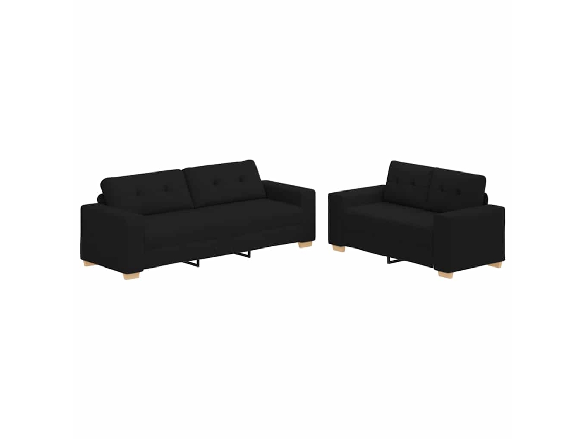 Maison Exclusive - Juego De Sofá De 2 Piezas Con Cojines, Tela Negra