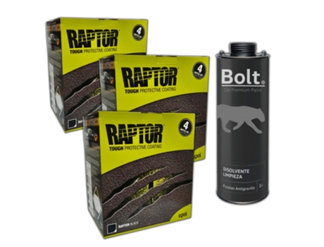 Conjunto 3 Pinturas + Disolvente Limpieza DISPIVAL Raptor 2K Kit Negro (4 L)