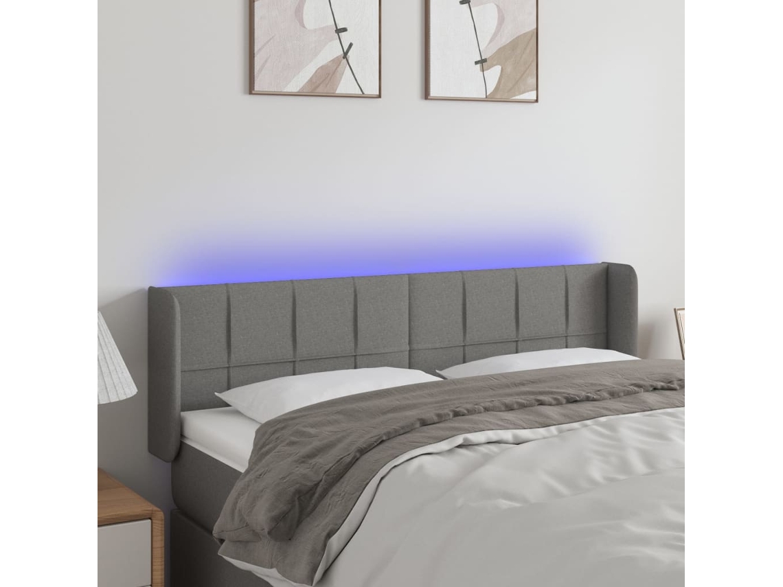Cabecero Con Led De Tela Gris Oscuro 147x16x78/88 Cm