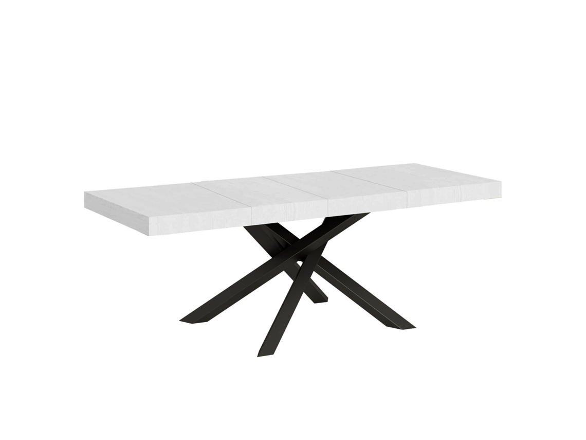 Mesa extensible Volantis Premium 160/420x90 cm, patas de madera de fresno blanco y antracita Itamoby