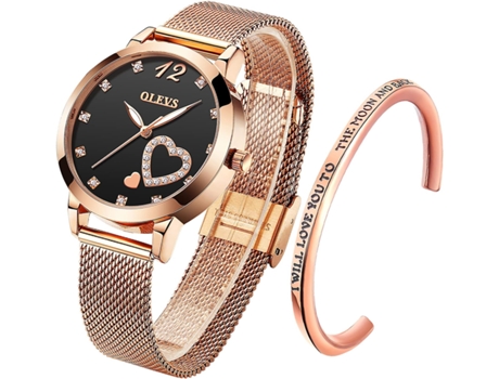 VEANXIN Conjunto de Reloj para Mujer, Simple, Cuarzo de Oro Rosa, Resistente al Agua(oro rosa)
